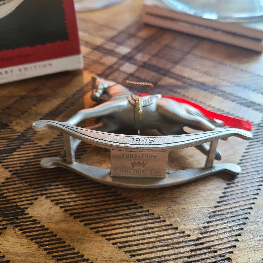 Hallmark Keepsake 15th anniversary Pewter rocking horse ornament 1995